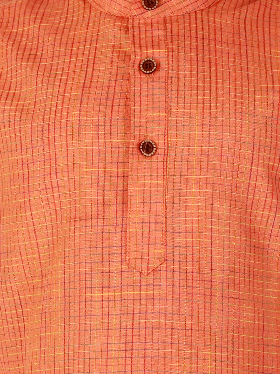 Pro Ethic Cotton Kurta Pajama For Boys Orange Checked S-155