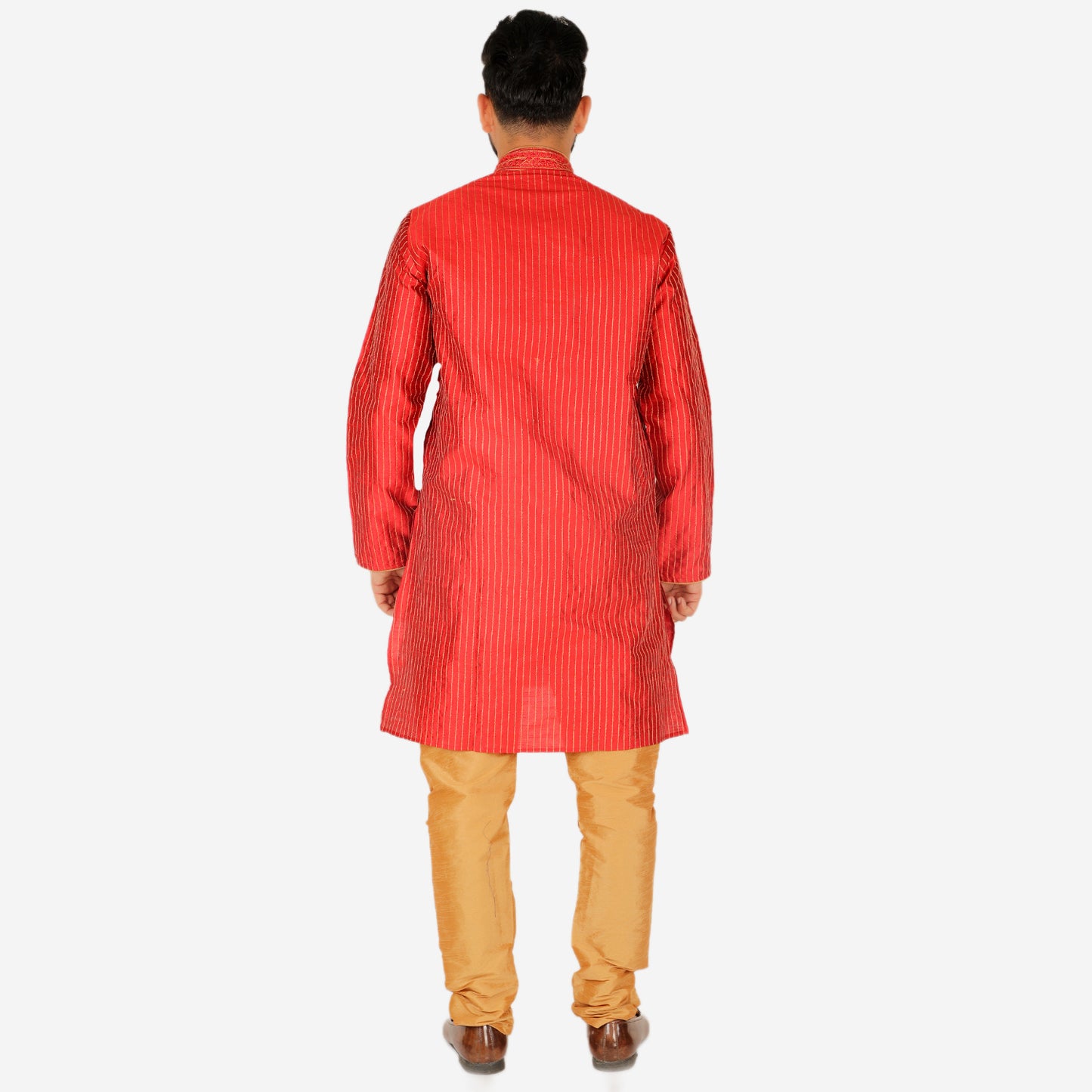 Pro Ethic Men's Silk Kurta Pajama | Mandarin Collar | Maroon (A-109)