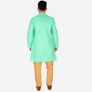 Pro Ethic Men's Silk Kurta Pajama | Mandarin Collar | Green (A-109)