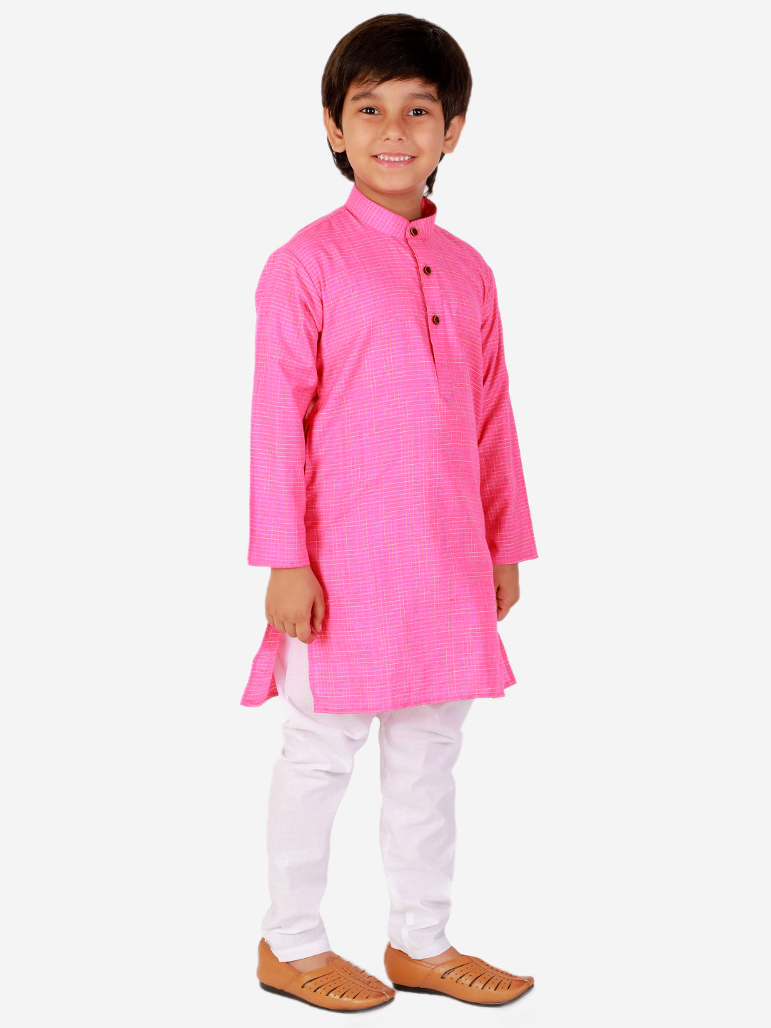 Pro Ethic Cotton Kurta Pajama For Boys Pink Checked S-155