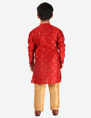 Pro Ethic Boys Kurta Pajama Set Silk Self Design Maroon (S-174)