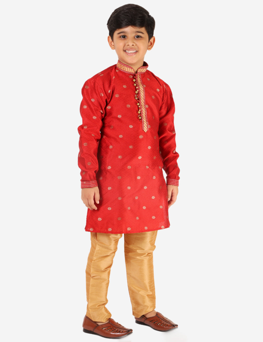 Pro Ethic Boys Kurta Pajama Set Silk Self Design Maroon (S-174)