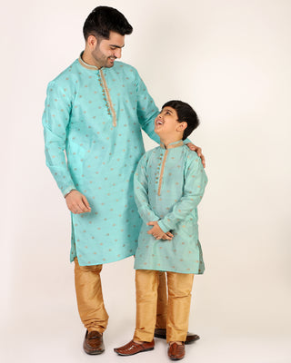 Father Son Kurta Pajama Same Dress Ethnic Wear Sky Blue