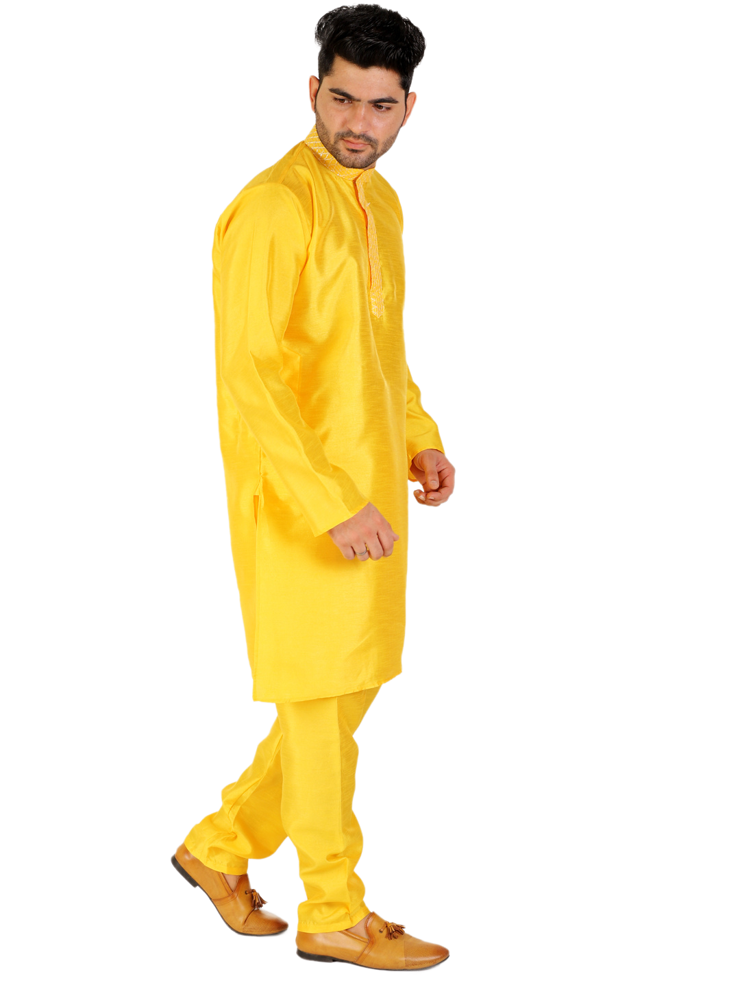 Pro Ethic Men's Kurta Pajama Set Silk - Yellow (A-104)