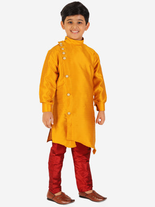 Pro Ethic Boy's Silk Jacquard Style Mustard Kurta Pajama Set (S-162)