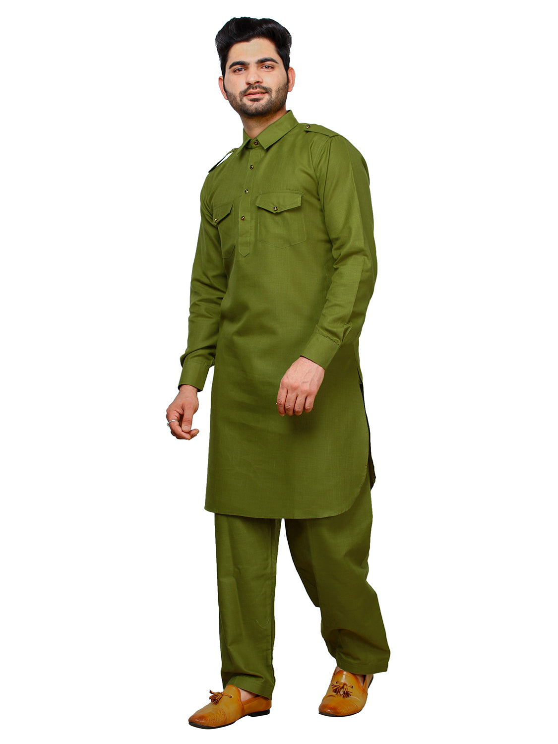 Pro Ethic Father Son Same Dress Kurta Pajama Set Cotton Green B-116