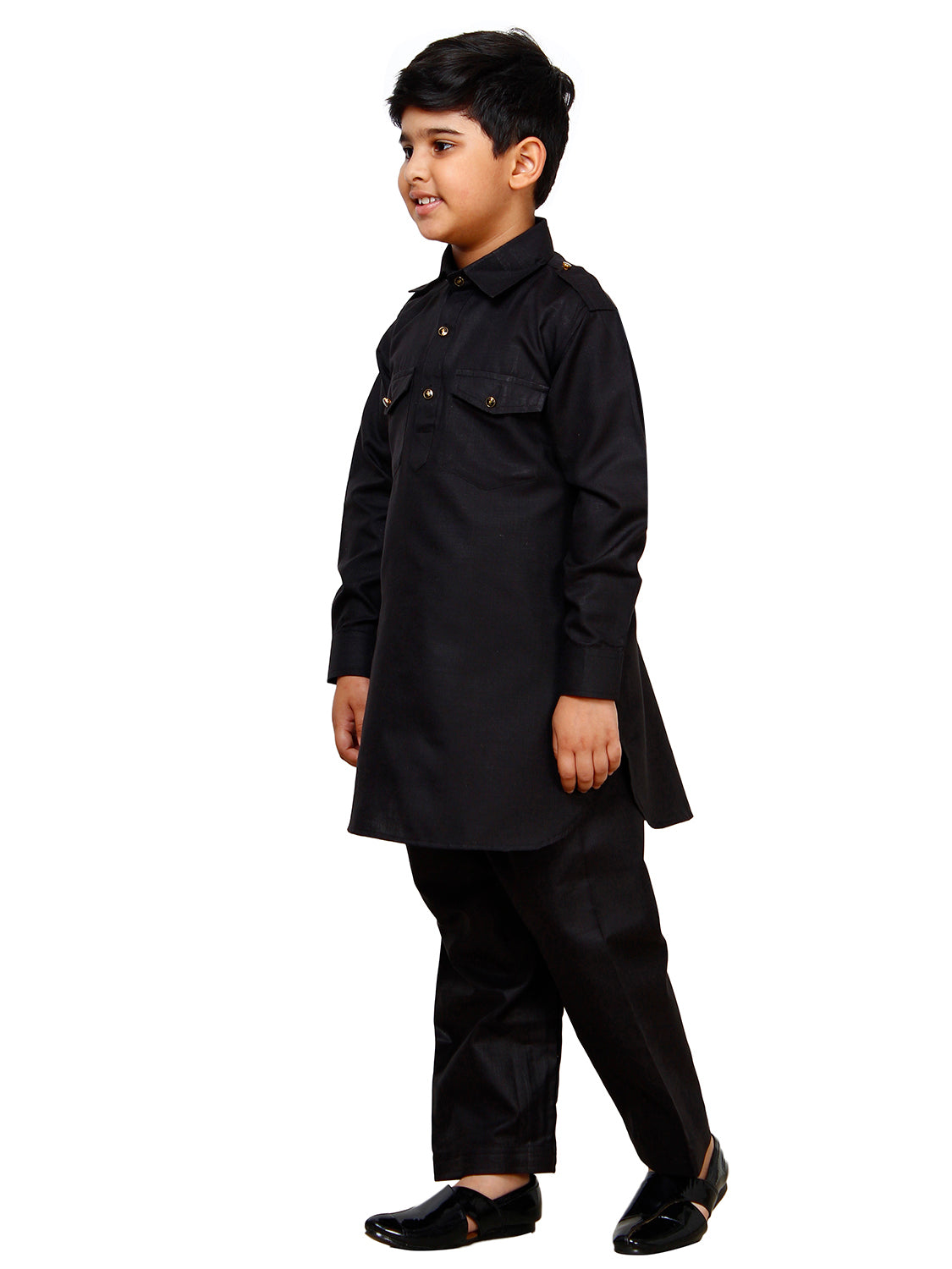 Pro Ethic Pathani Kurta Pajama For Boys Cotton Black (S-216)