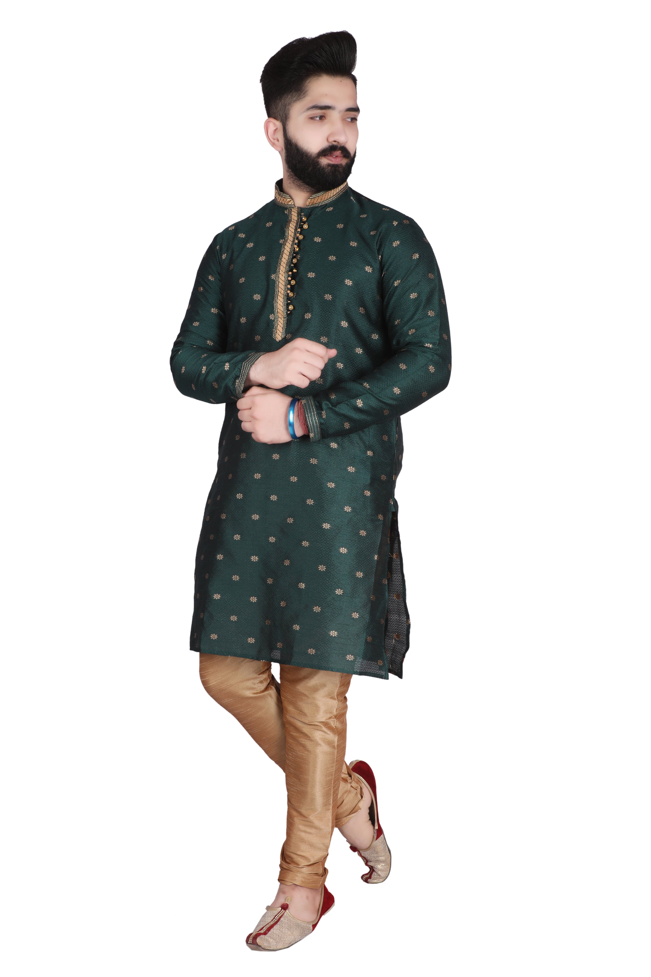 Pro Ethic Silk Kurta Pajama Set For Men Green #-1898