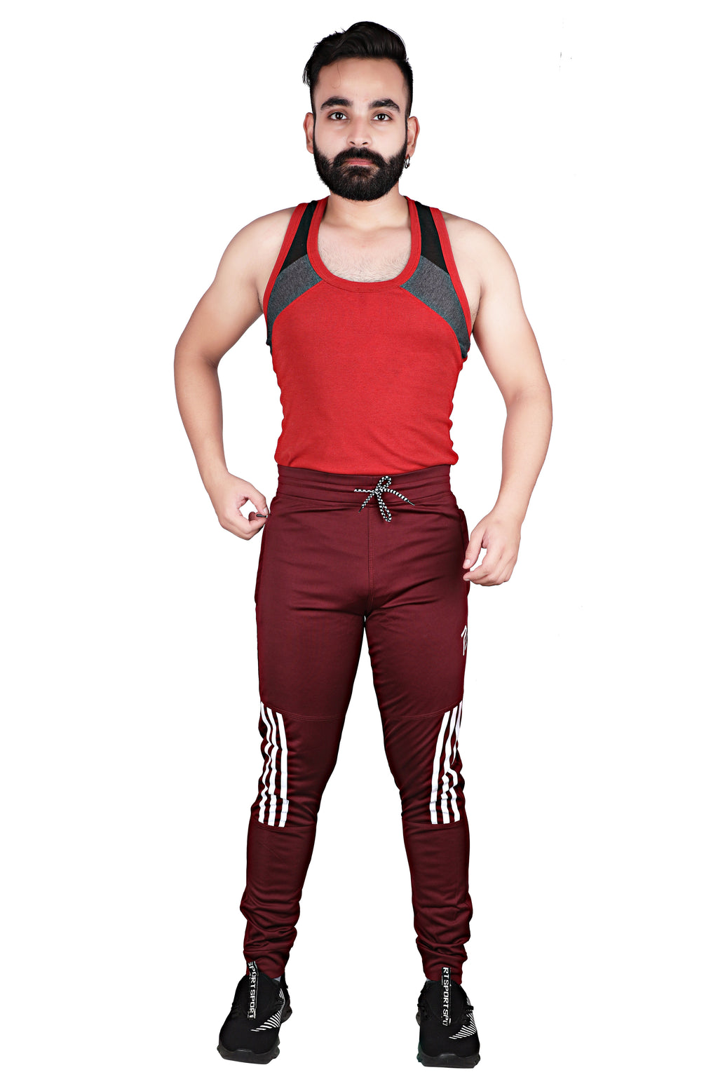 Pro Ethic Men's Lycra Track Pants Set Maroon Pack of 1 #J-104