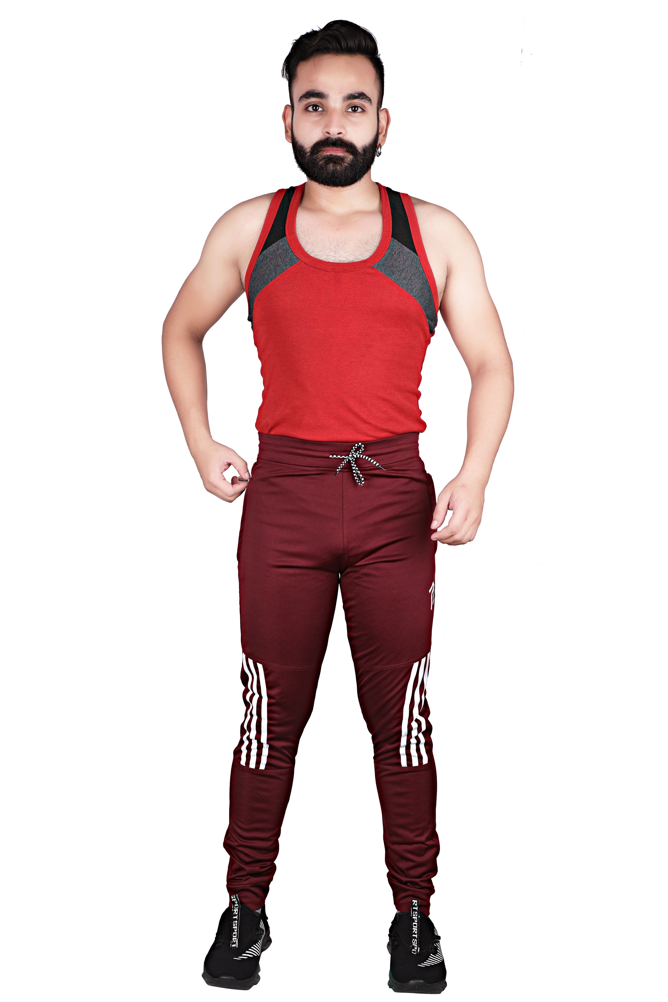 Pro Ethic Men's Lycra Track Pants Set Maroon Pack of 1 #J-104