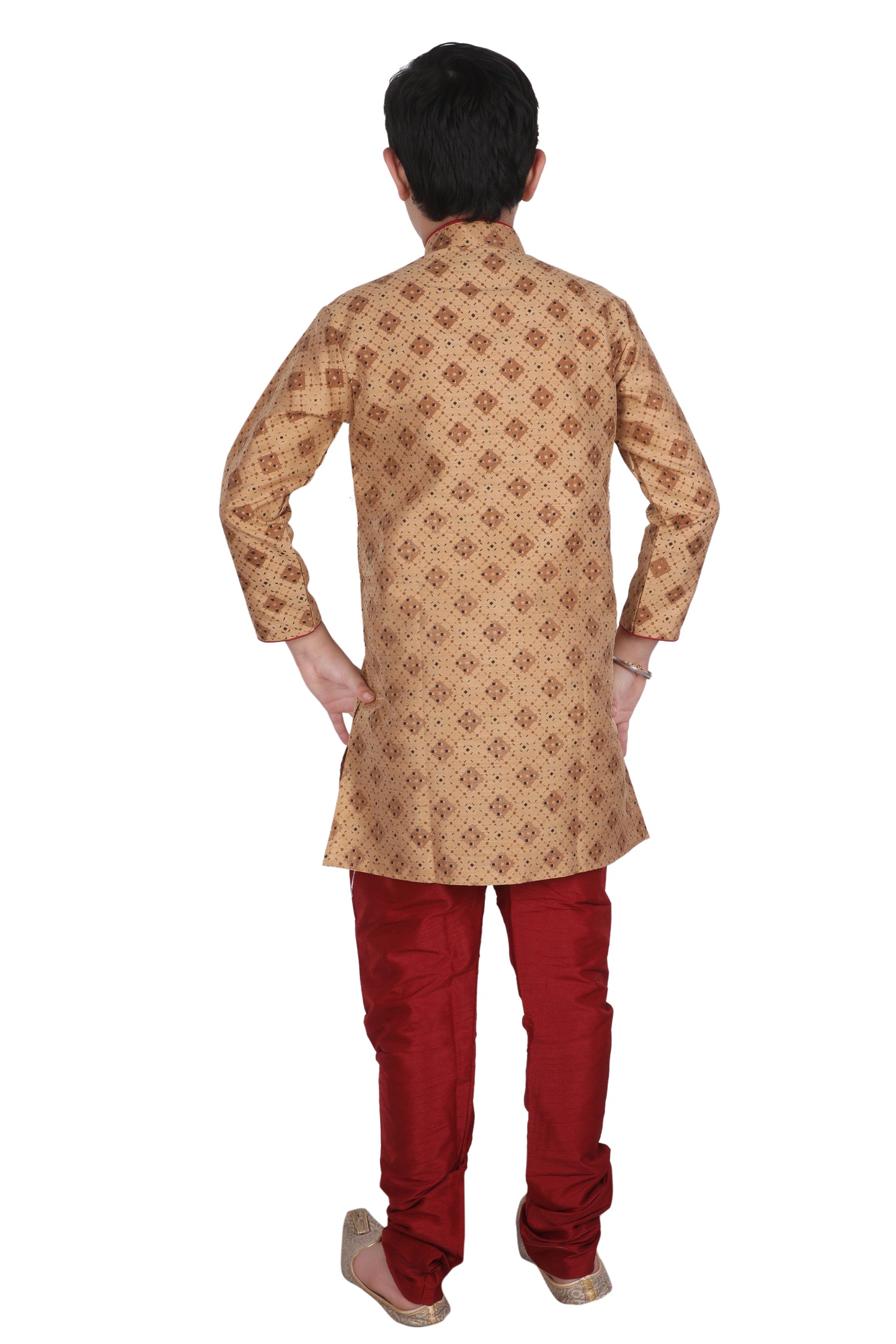 Pro Ethic Kids Kurta Pajama Set Silk Brown s-149