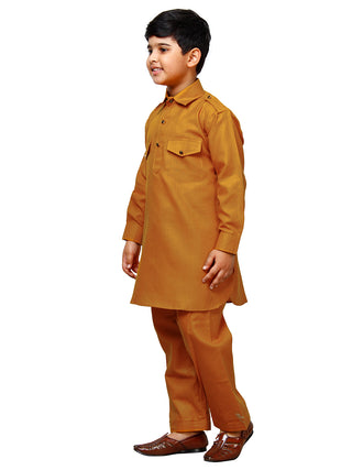 Pro Ethic Father Son Same Dress Kurta Pajama Set Cotton Mustard B-116
