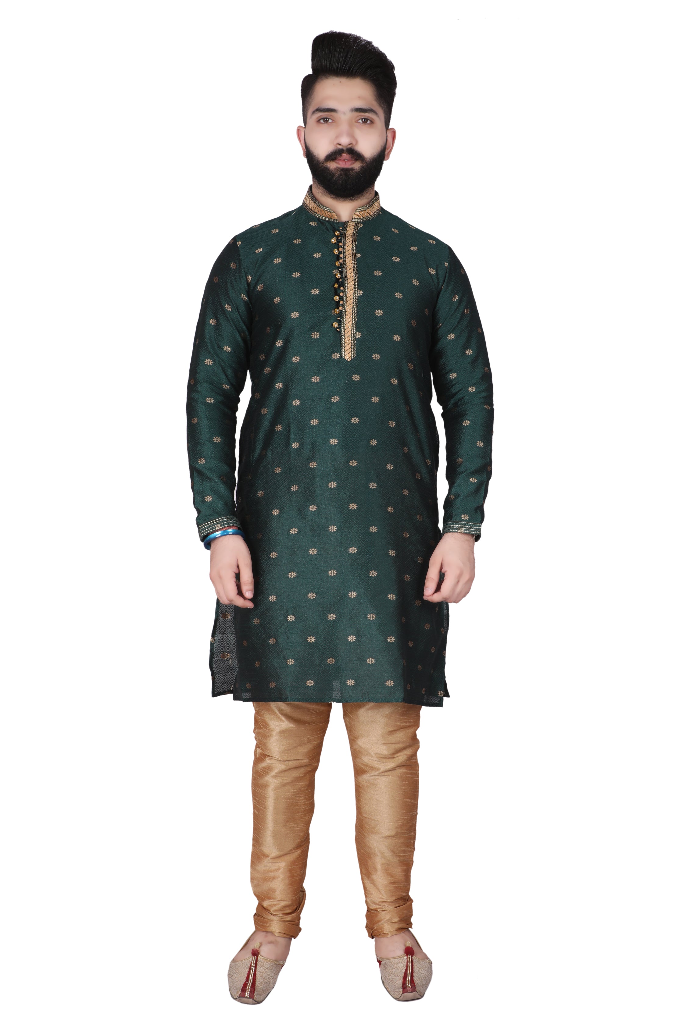 Pro Ethic Silk Kurta Pajama Set For Men Green #-1898