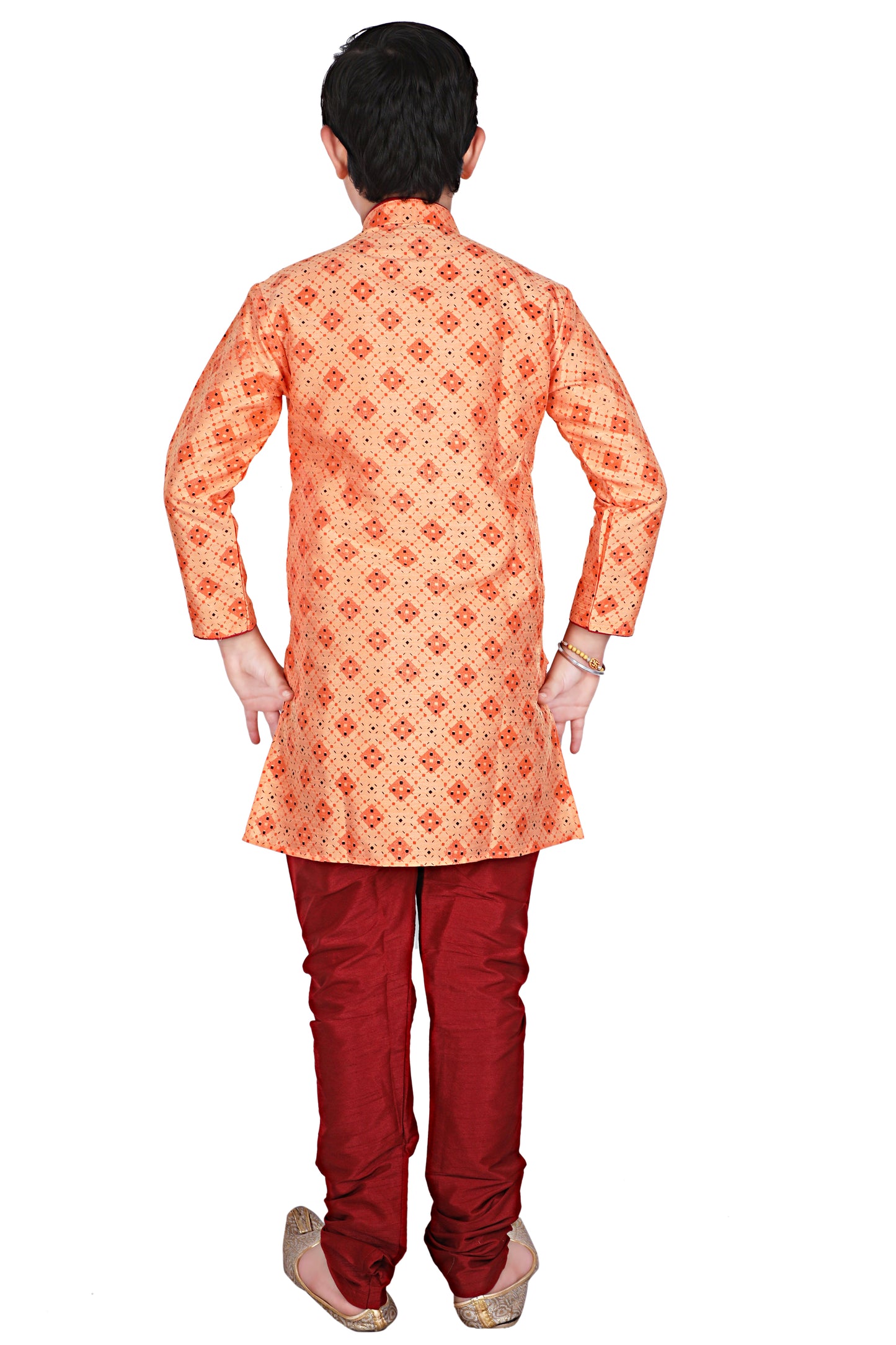 Pro Ethic Kids Kurta Pajama Set Silk Orange s-149