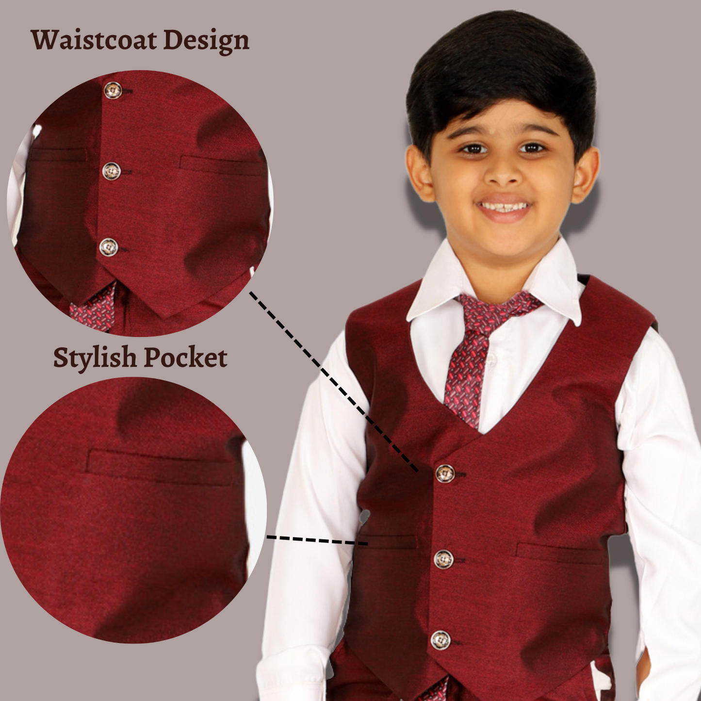 Pro Ethic Five Piece Suit For Boys Maroon T-126