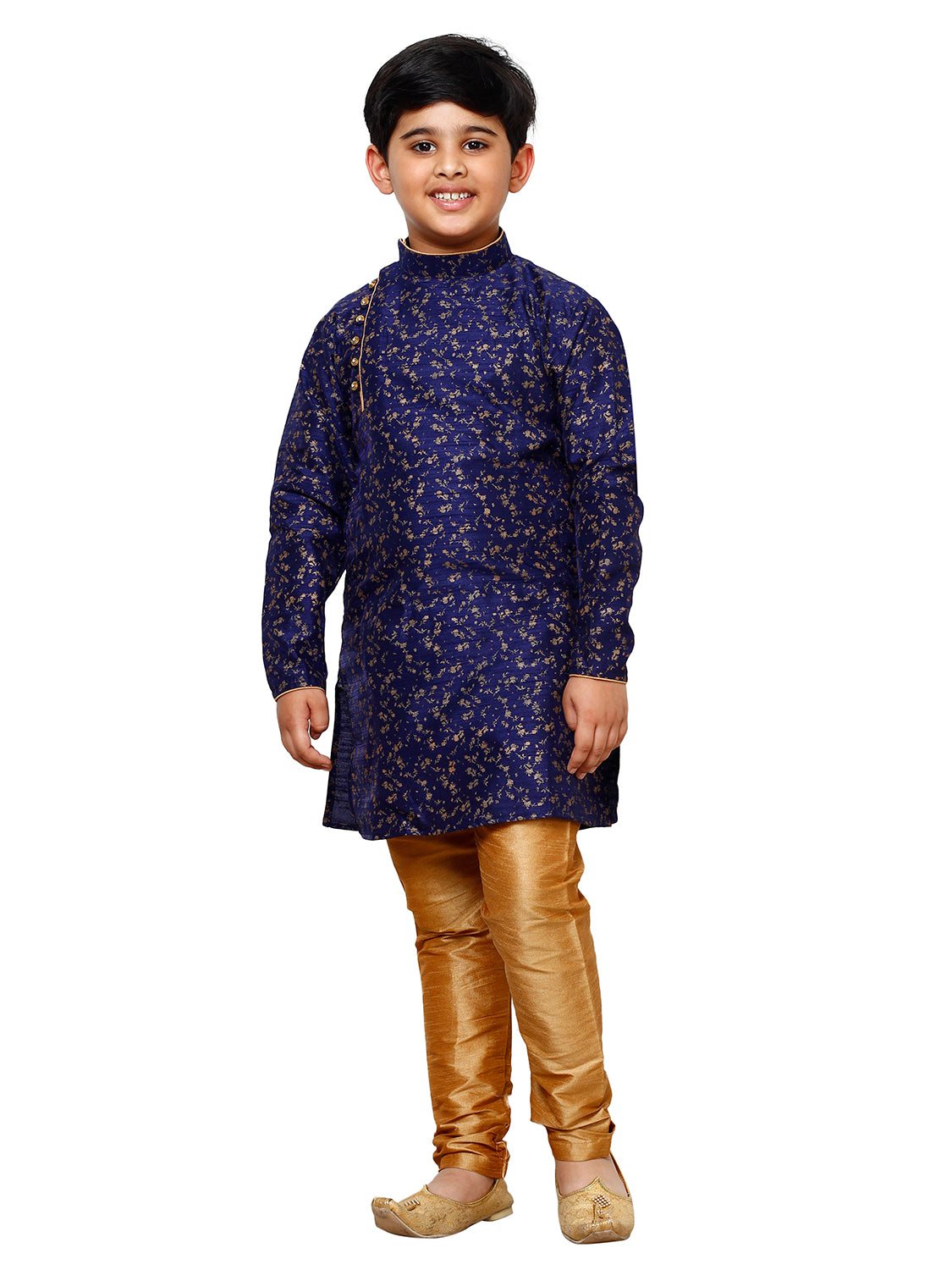 Pro Ethic Kurta Pajama For Boys Silk Floral Navy Blue (S-215)