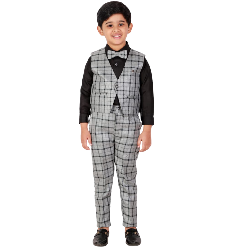 Pro Ethic Three Piece Suit For Boys Cotton Grey T-124