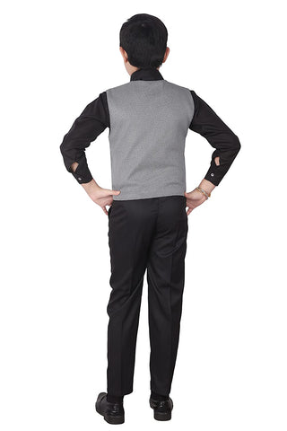 Pro Ethic Three Piece Suit For Boys Cotton Grey Floral Print T-120