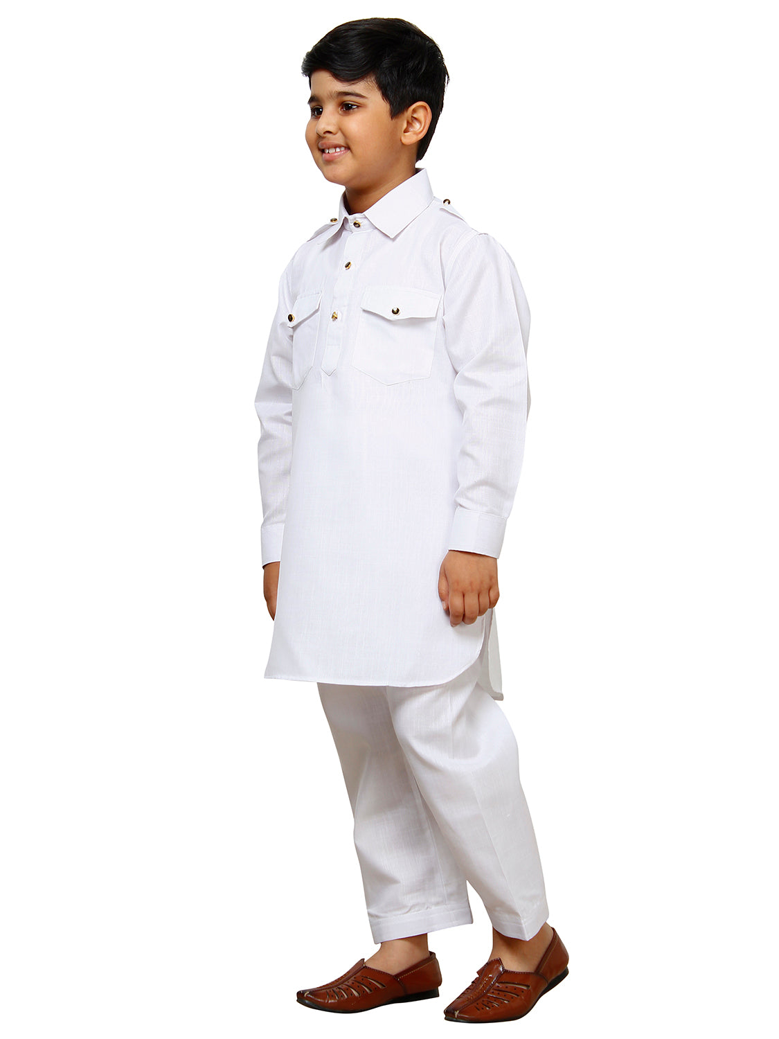 Pro Ethic Pathani Kurta Pajama For Boys Cotton White (S-216)