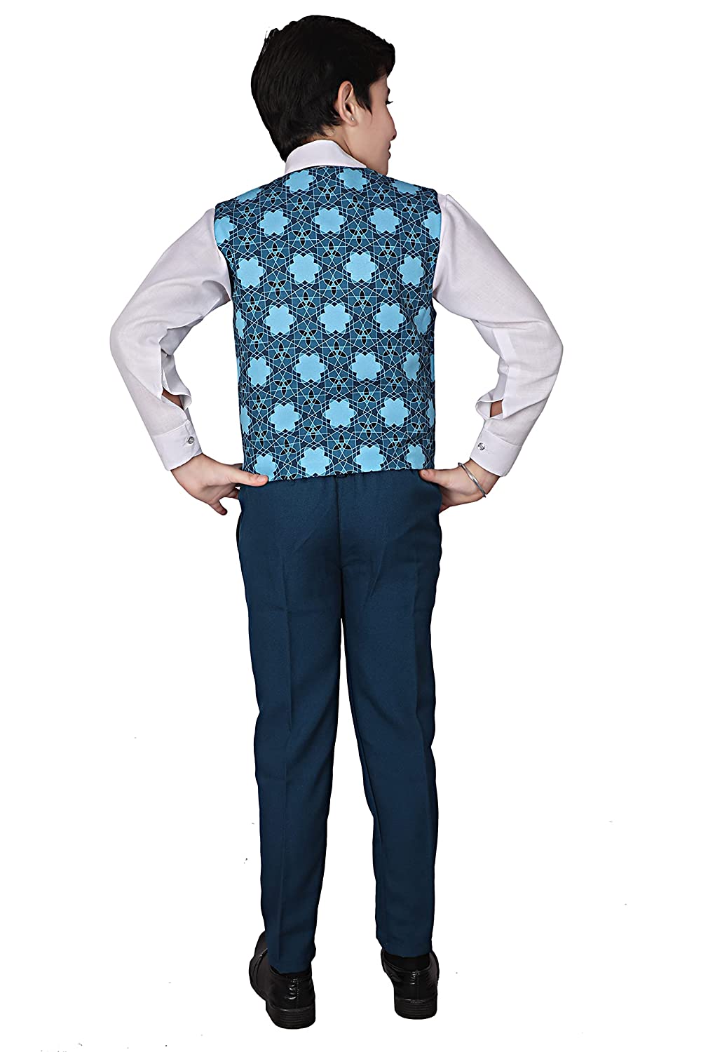 Pro Ethic Three Piece Suit For Boys Cotton Blue Checked Pattern T-116