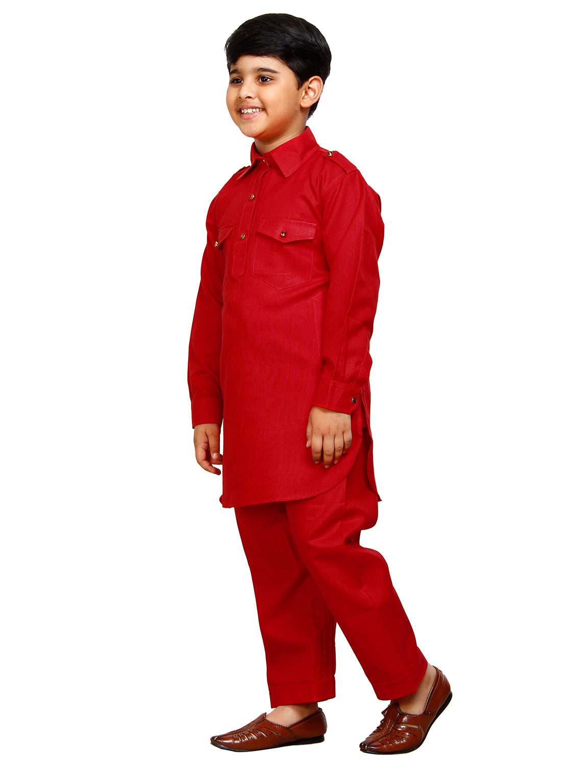 Pro Ethic Pathani Kurta Pajama For Boys Cotton Red (S-216)