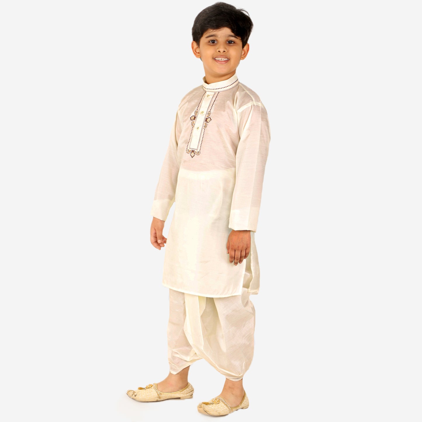 Pro Ethic Dhoti Kurta For Boys Silk Embroidery Cream (S-208)