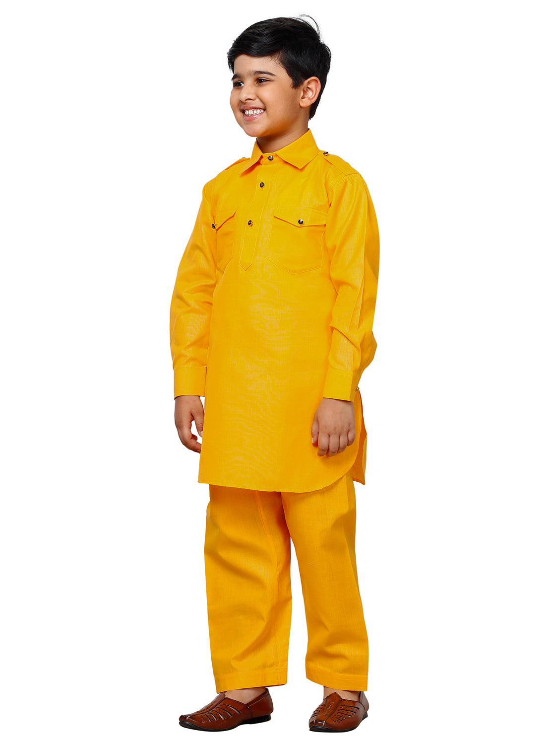 Pro Ethic Pathani Kurta Pajama For Boys Cotton Yellow (S-216)