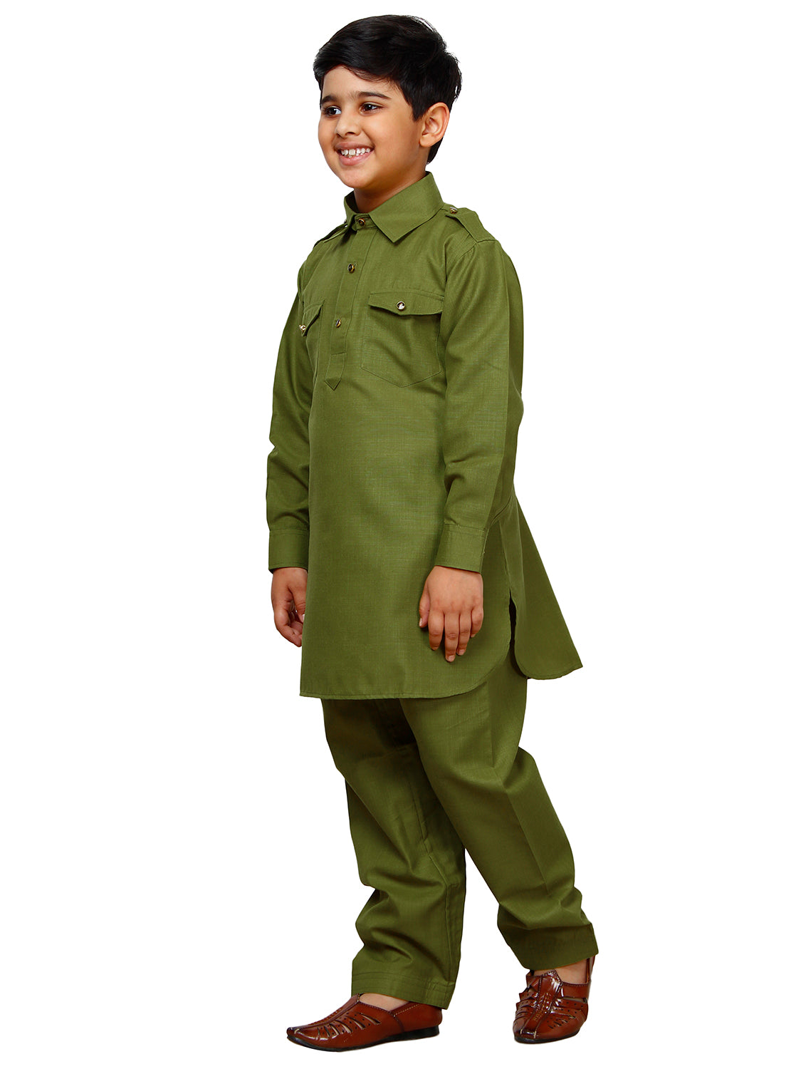 Pro Ethic Pathani Kurta Pajama For Boys Cotton Green (S-216)