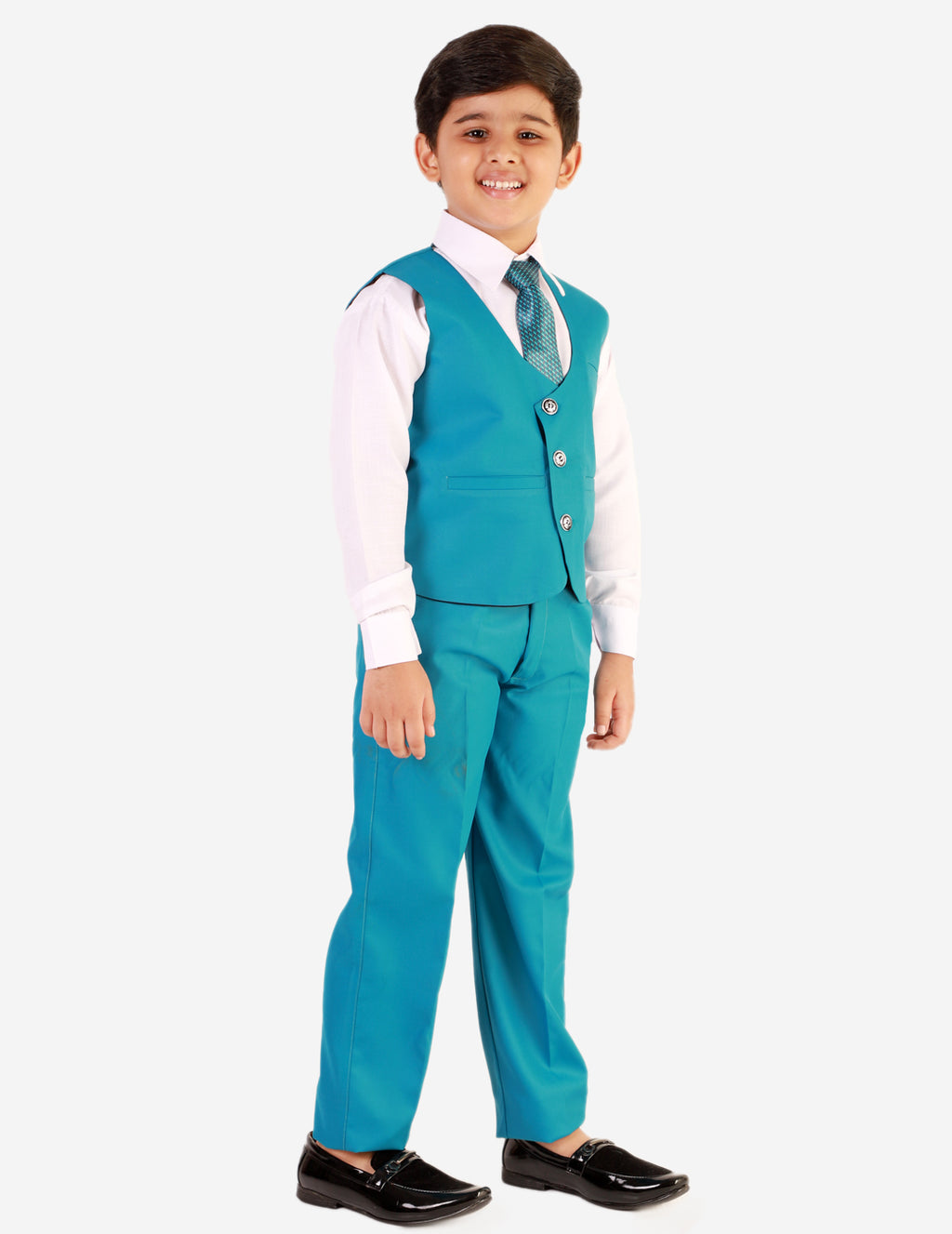 Pro Ethic Three Piece Suit For Boys Cotton Turquoise Floral Print T-121