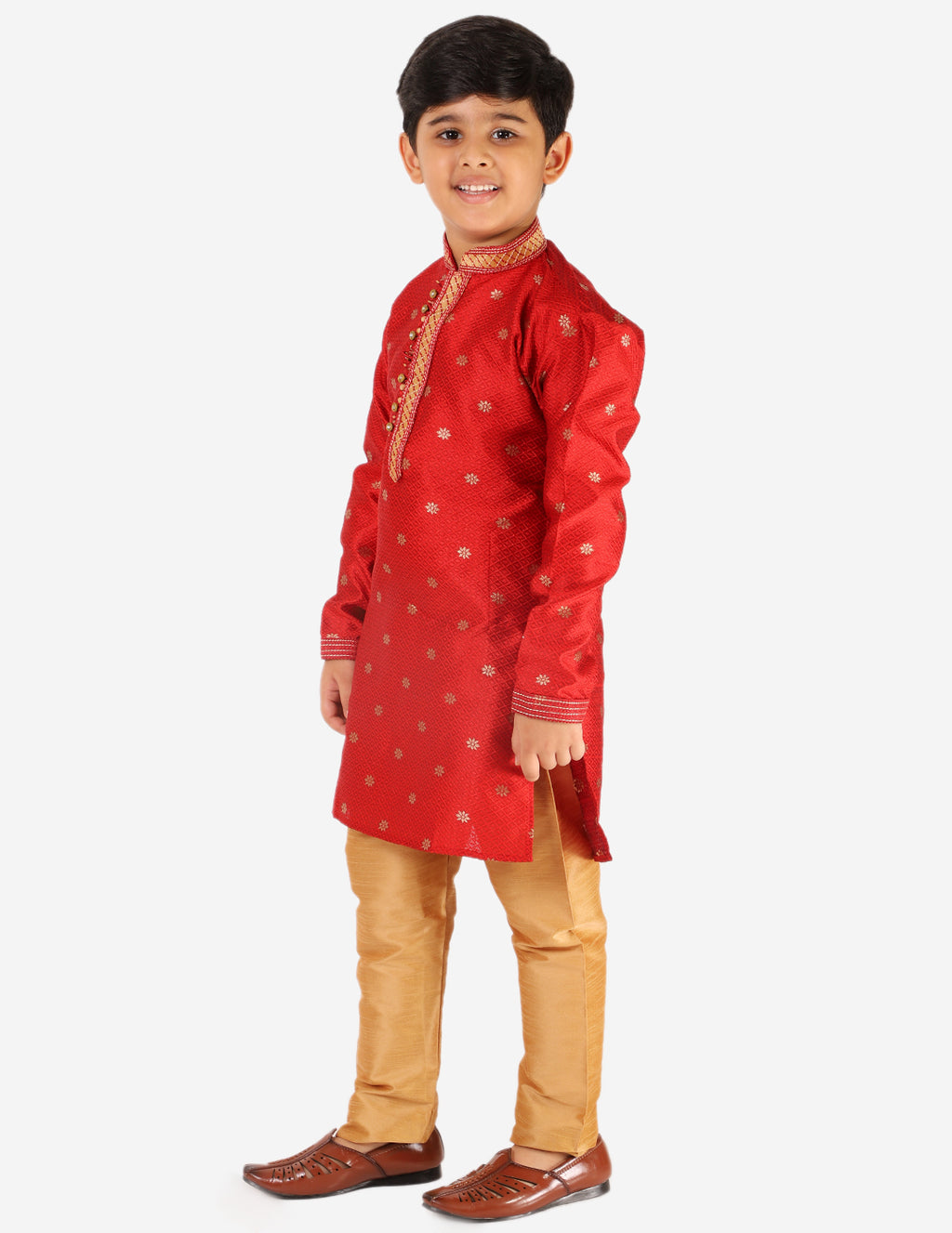 Pro Ethic Boys Kurta Pajama Set Silk Self Design Maroon (S-174)