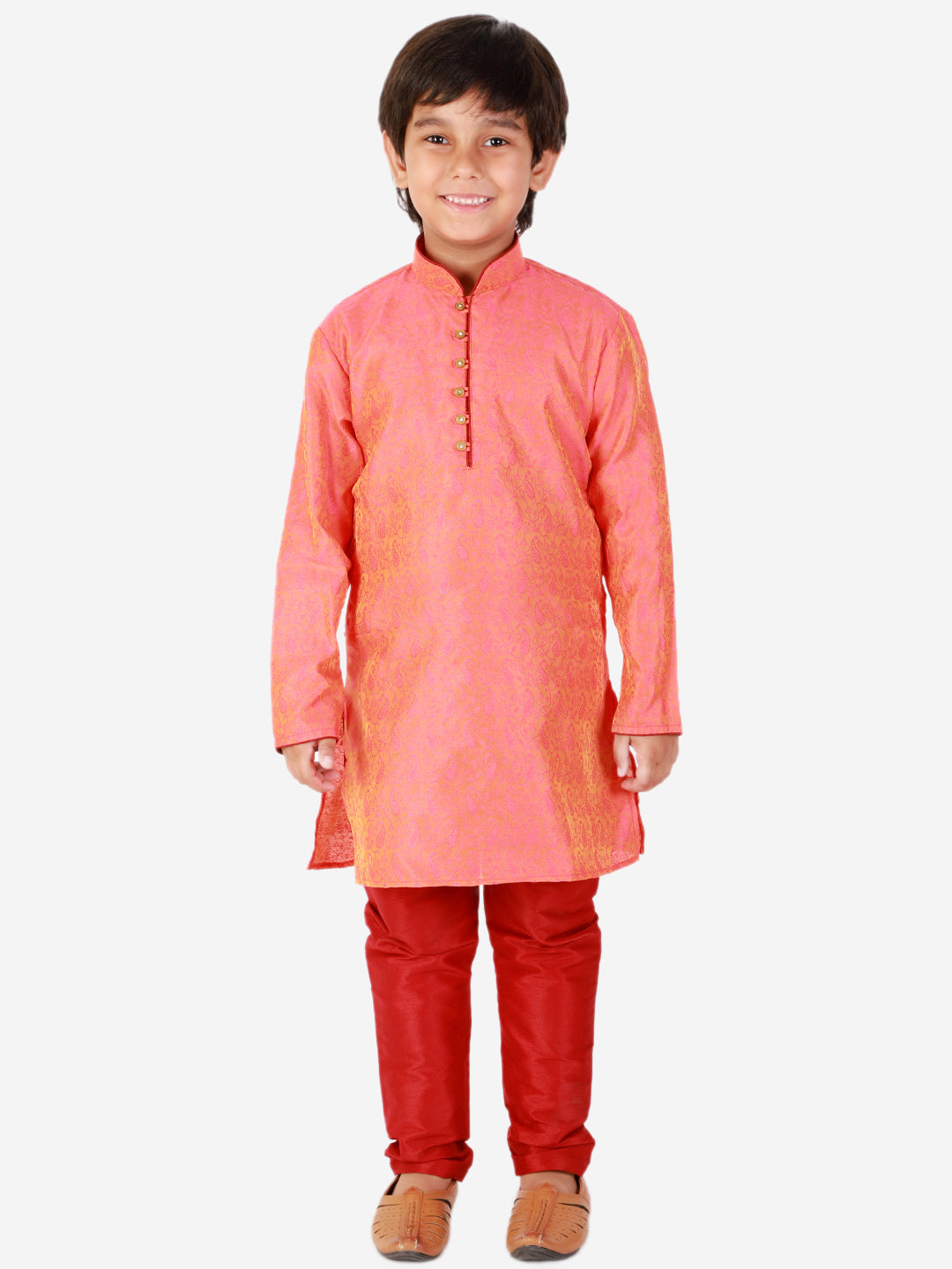 Pro Ethic Silk Kurta Pajama For Boys Pink Floral design S-106