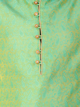 Pro Ethic Silk Kurta Pajama For Boys Iight Green Floral design S-106