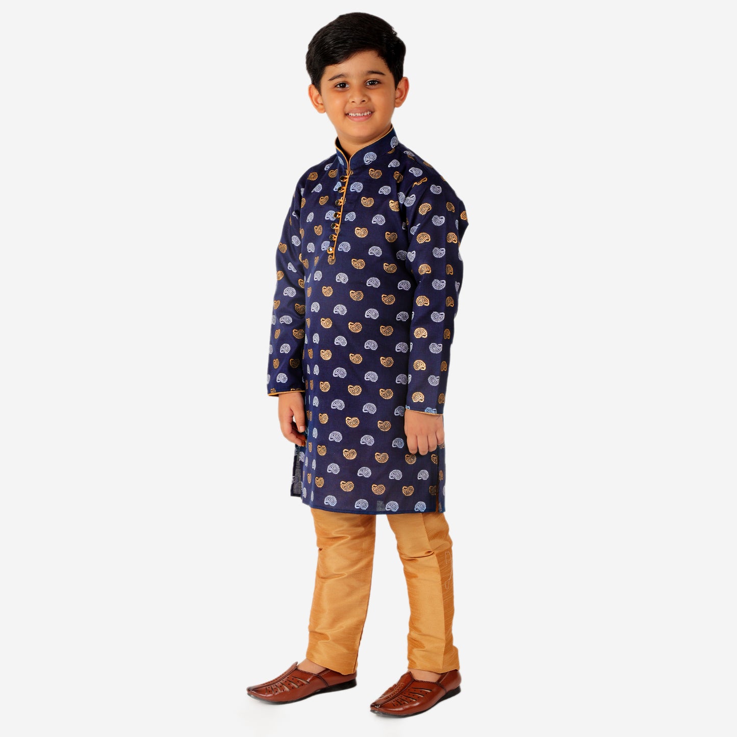 Pro Ethic Kurta Pajama For Boys 1 To 16 Years | Cotton | Floral Print | Navy Blue (S-204)