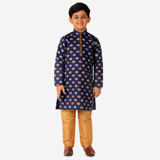 Pro Ethic Kurta Pajama For Boys 1 To 16 Years | Cotton | Floral Print | Navy Blue (S-204)