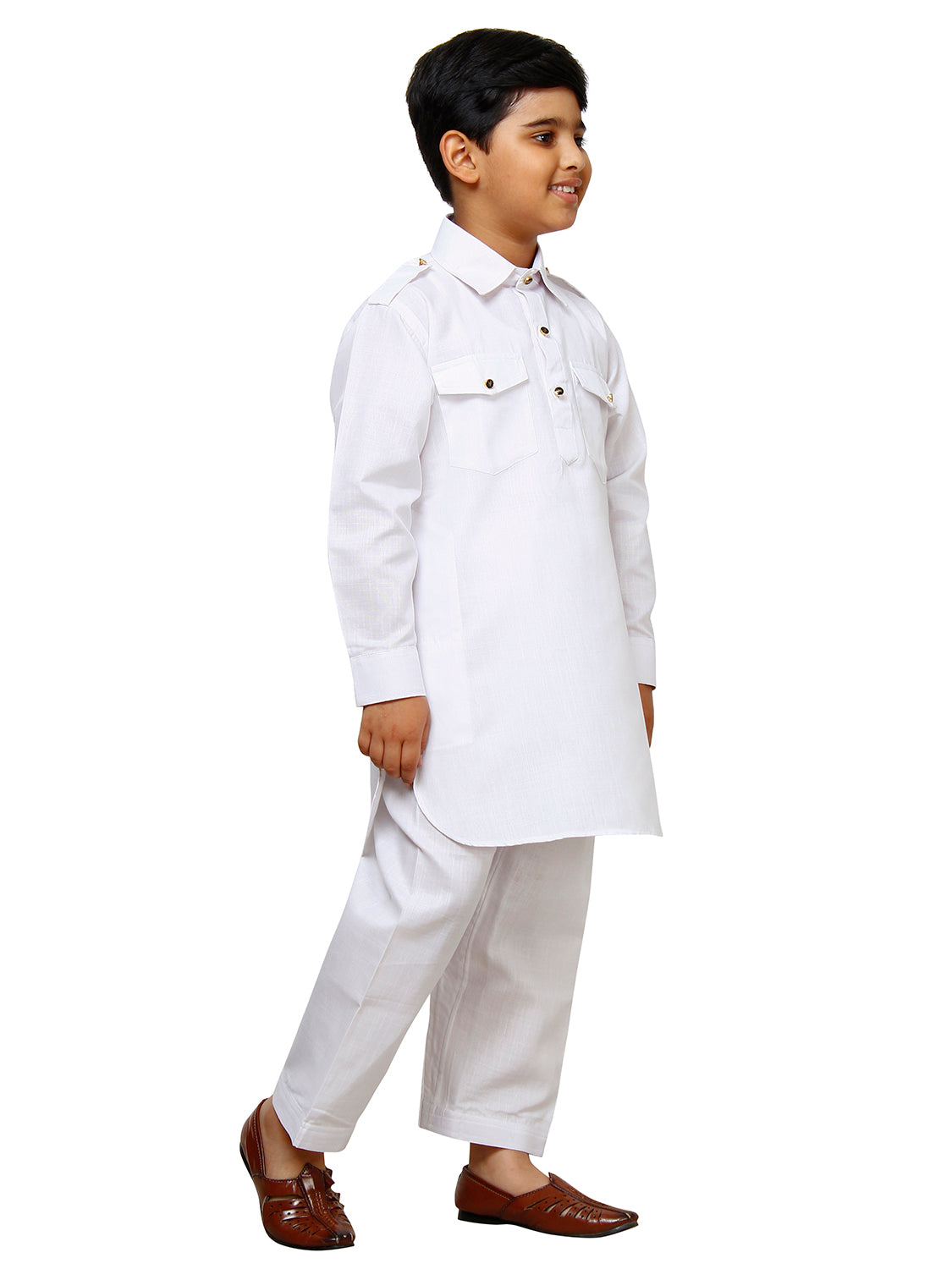 Pro Ethic Pathani Kurta Pajama For Boys Cotton White (S-216)