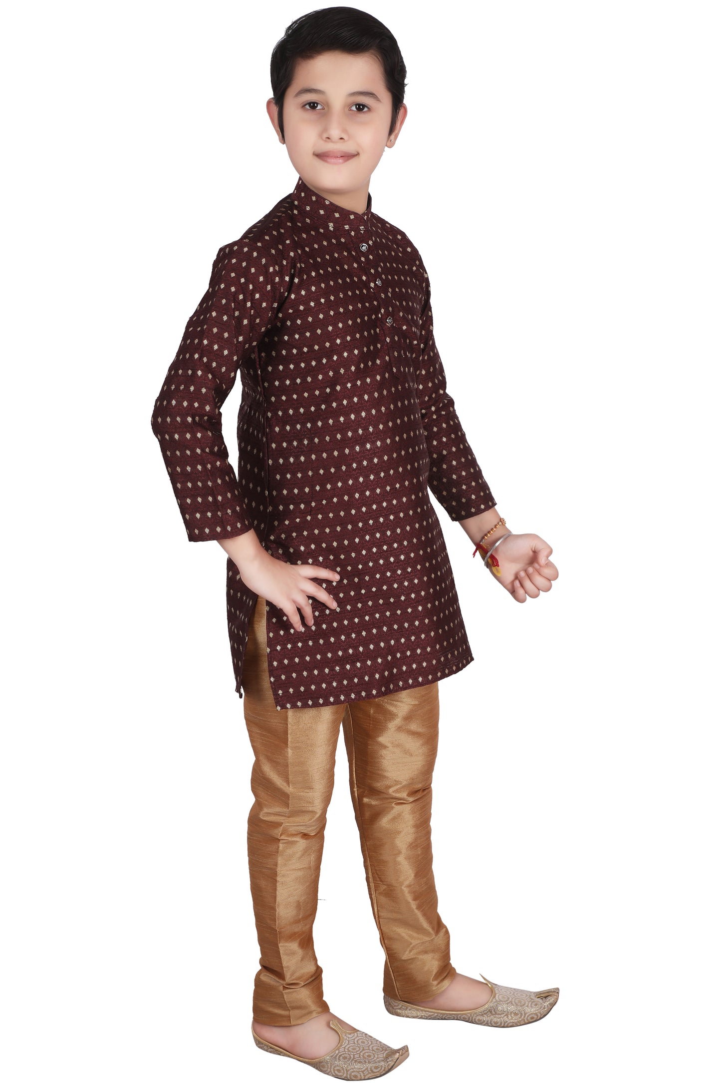 Pro Ethic Kids Kurta Pajama Set Silk Maroon s-146