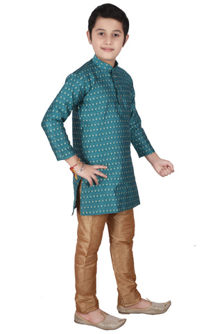 Pro Ethic Kids Kurta Pajama Set Silk Turquoise s-146