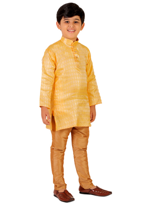 Pro Ethic Boys Kurta Pajama Set Silk Emblished Design Yellow (S-170)