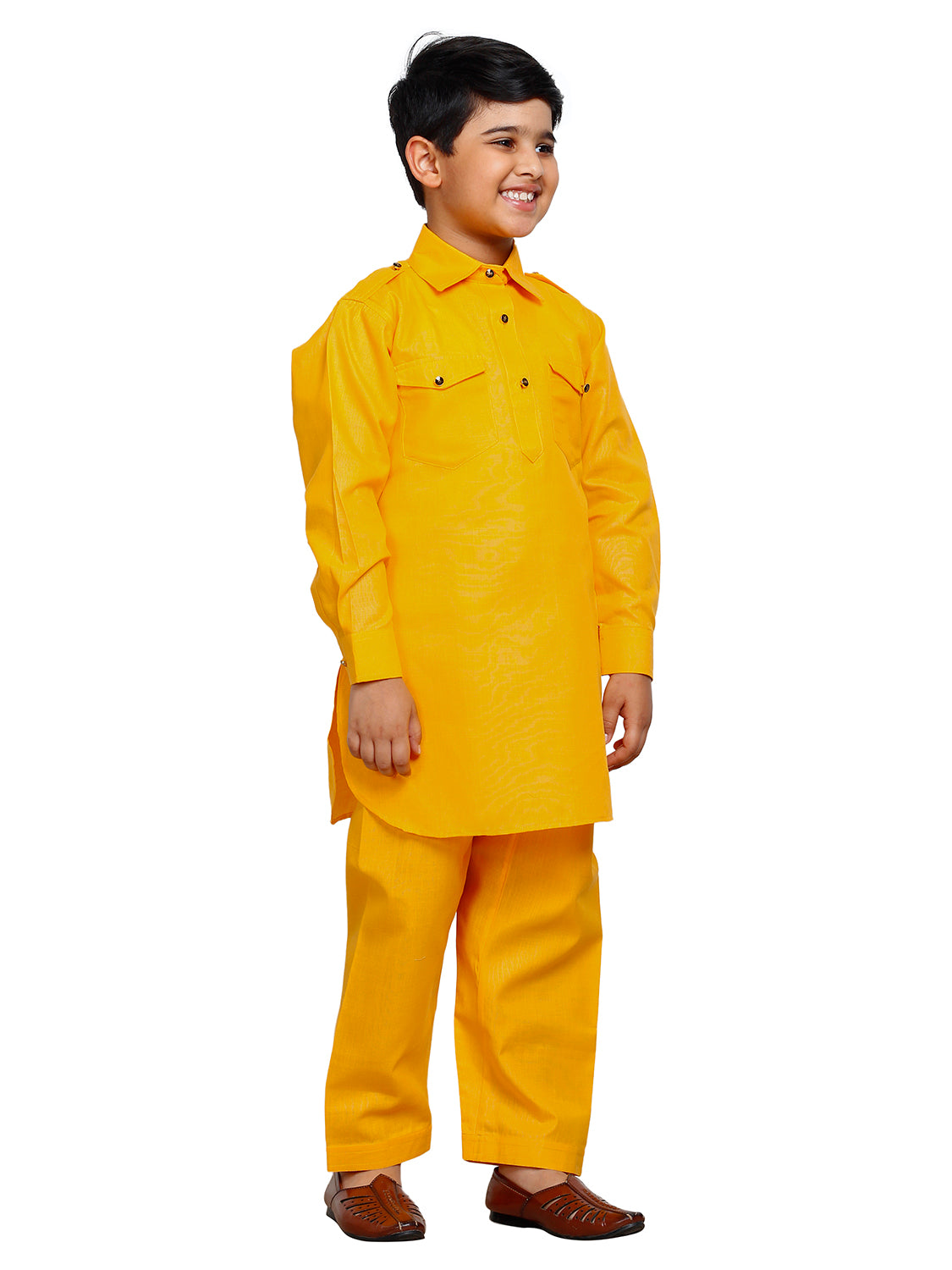 Pro Ethic Pathani Kurta Pajama For Boys Cotton Yellow (S-216)