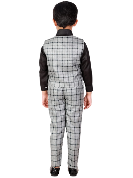 Pro Ethic Three Piece Suit For Boys Cotton Grey T-124