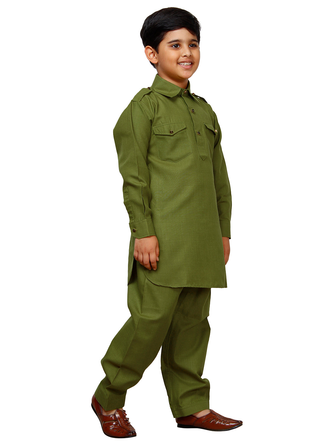 Pro Ethic Father Son Same Dress Kurta Pajama Set Cotton Green B-116