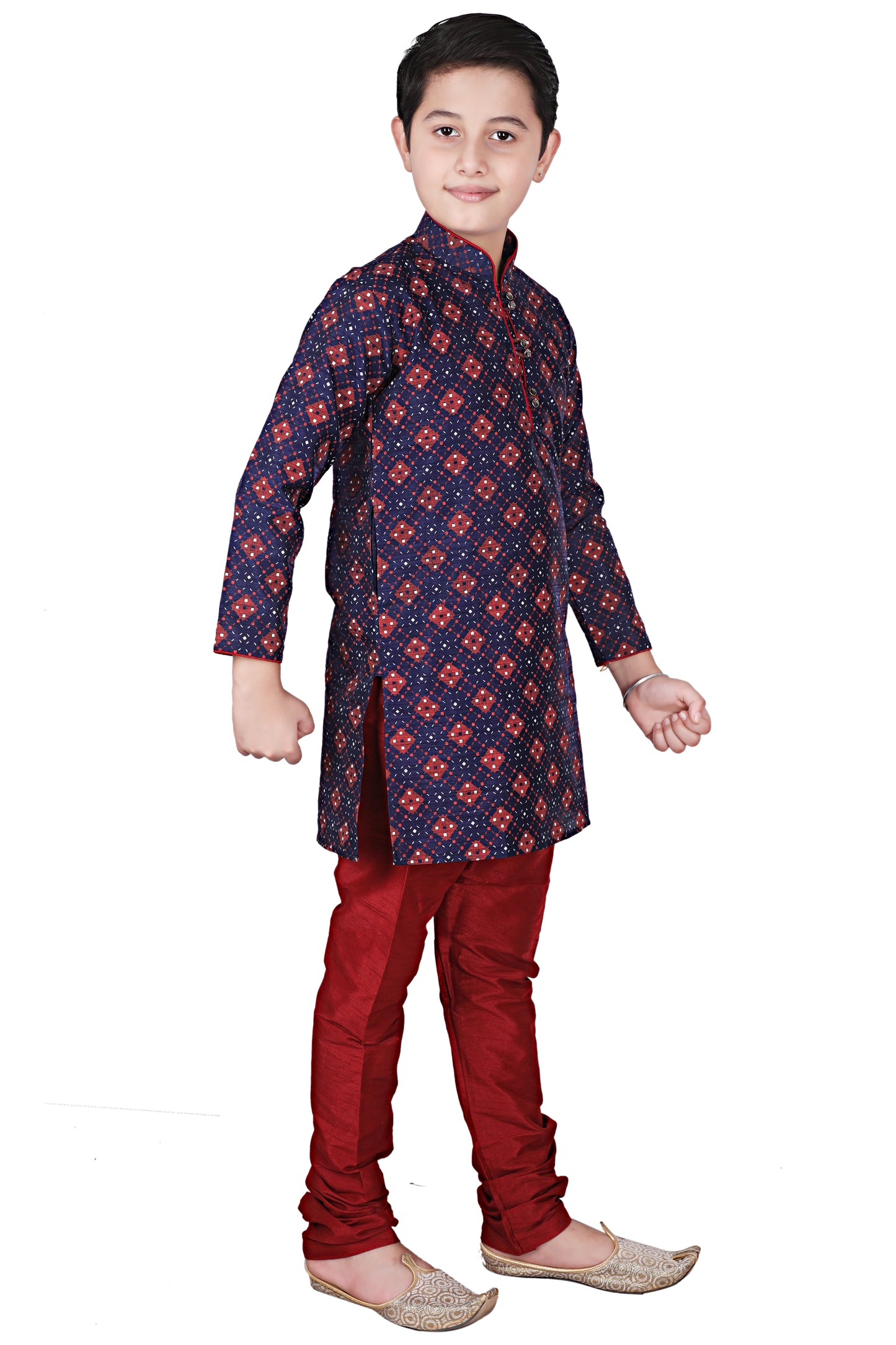 Pro Ethic Kids Kurta Pajama Set Silk Navy Blue s-149