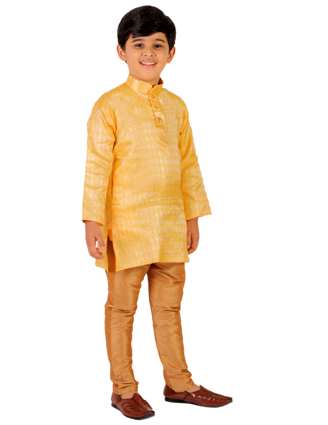 Pro Ethic Boys Kurta Pajama Set Cotton Solid Design Yellow (S-171)