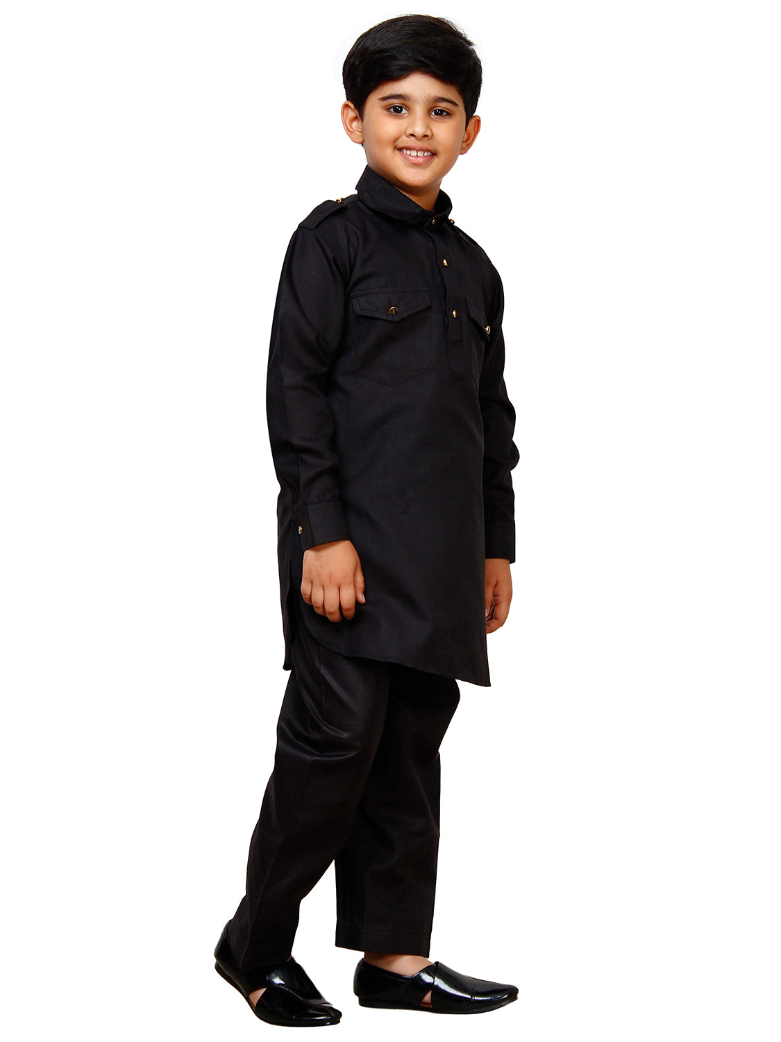 Pro Ethic Pathani Kurta Pajama For Boys Cotton Black (S-216)