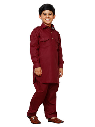 Pro Ethic Pathani Kurta Pajama For Boys Cotton Maroon (S-216)