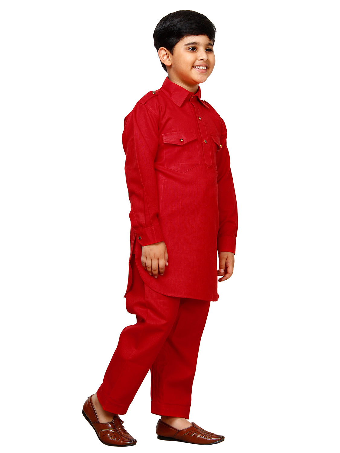 Pro Ethic Pathani Kurta Pajama For Boys Cotton Red (S-216)