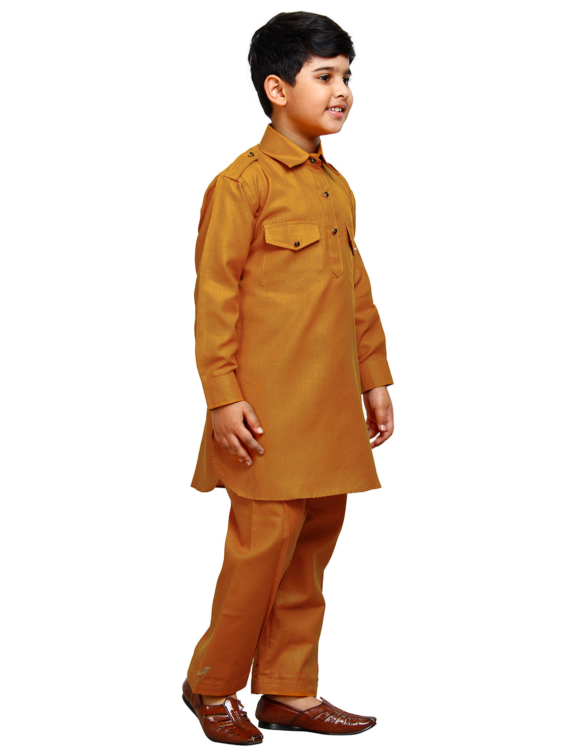 Pro Ethic Father Son Same Dress Kurta Pajama Set Cotton Mustard B-116