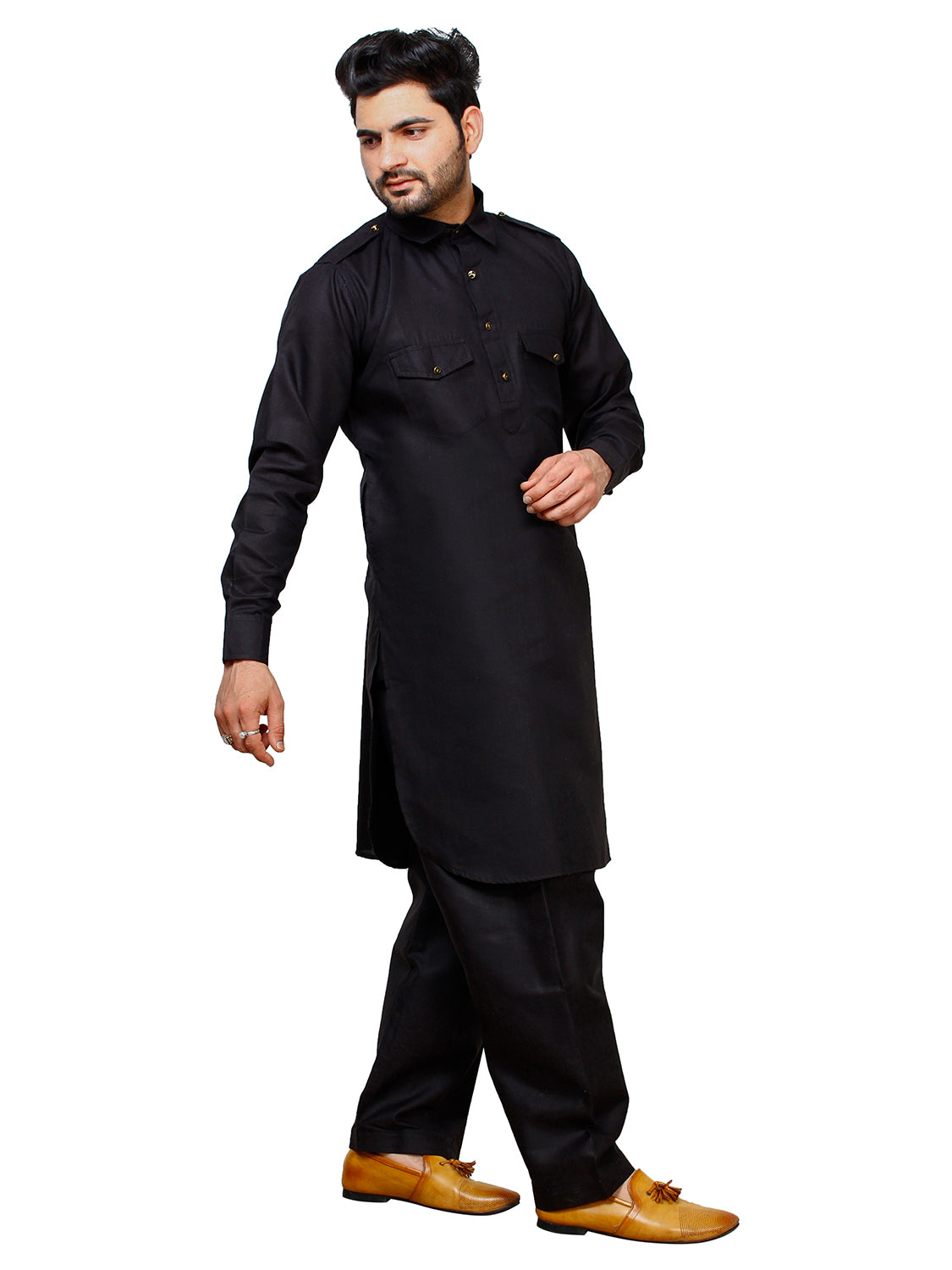 Pro Ethic Father Son Same Dress Kurta Pajama Set Cotton Black B-116