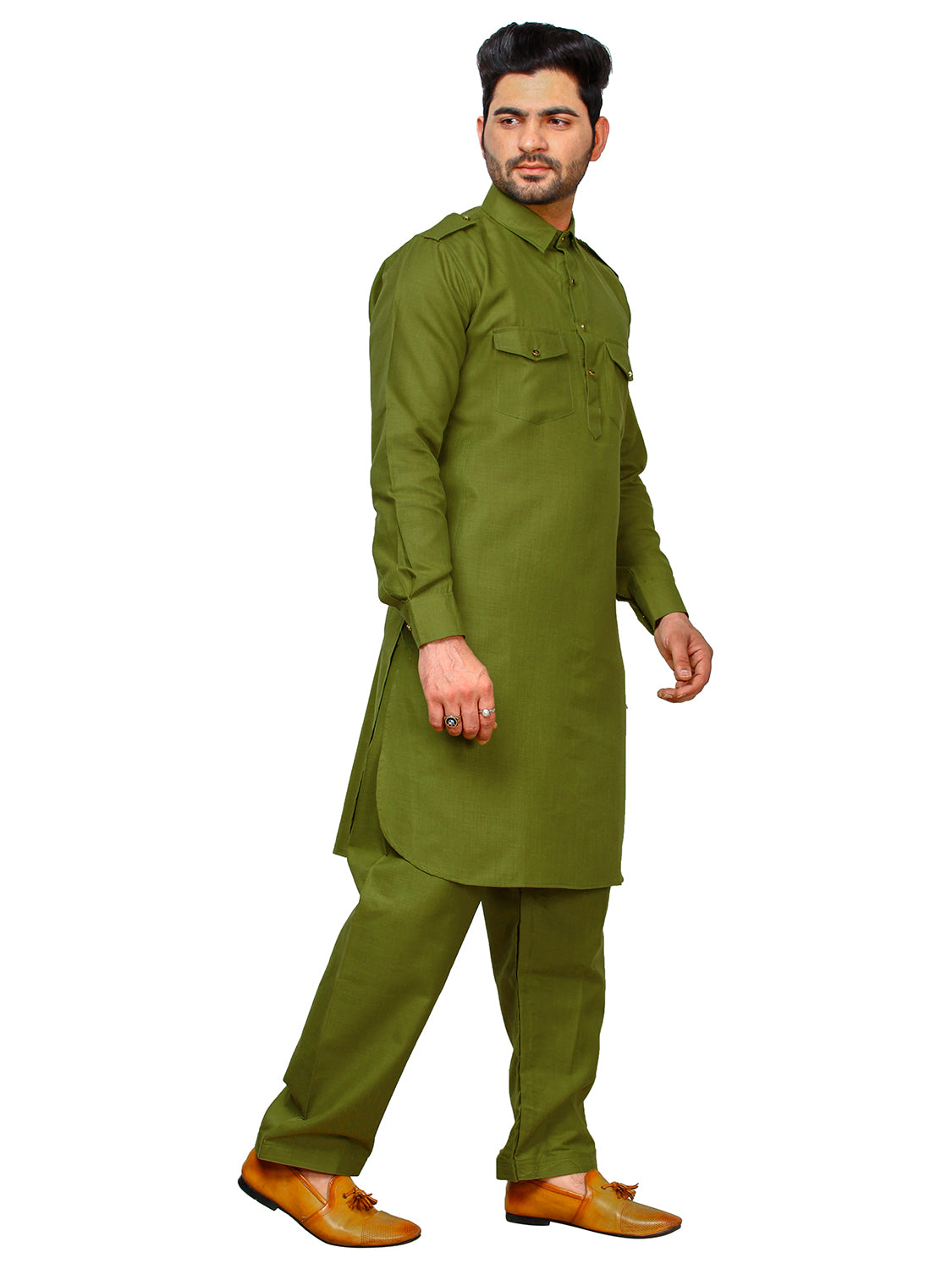 Pro Ethic Father Son Same Dress Kurta Pajama Set Cotton Green B-116