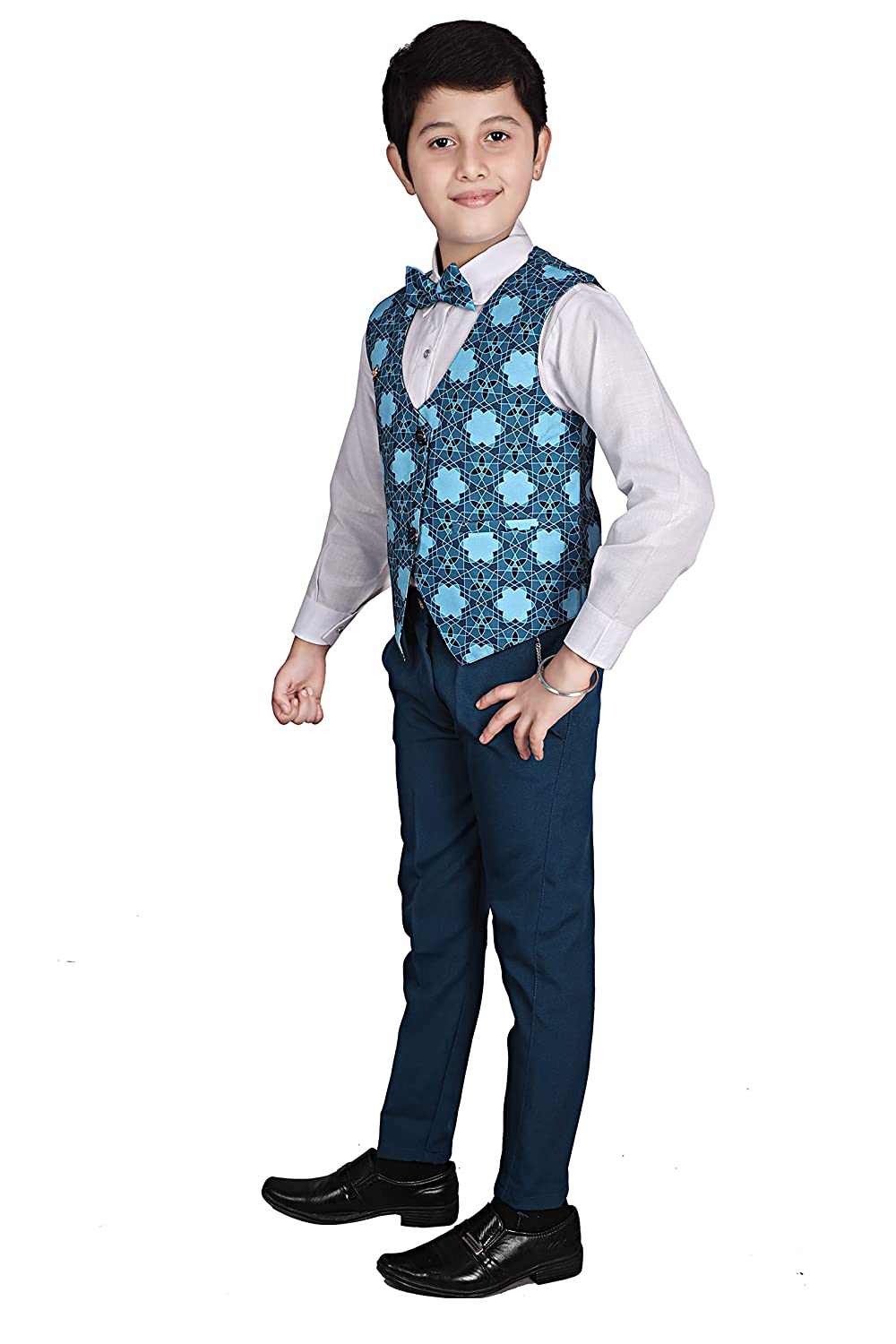 Pro Ethic Three Piece Suit For Boys Cotton Blue Checked Pattern T-116
